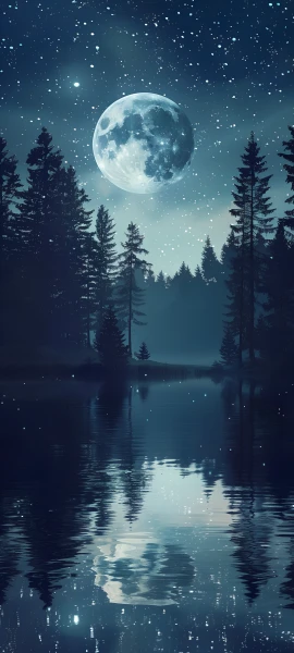 serene fusion wallpaper — moon, reflection, star (sky), night (free 4K phone download)