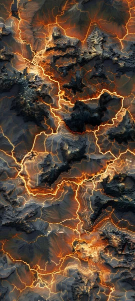 epic fusion wallpaper — lightning, lava, volcano, mountain (free 4K phone download)