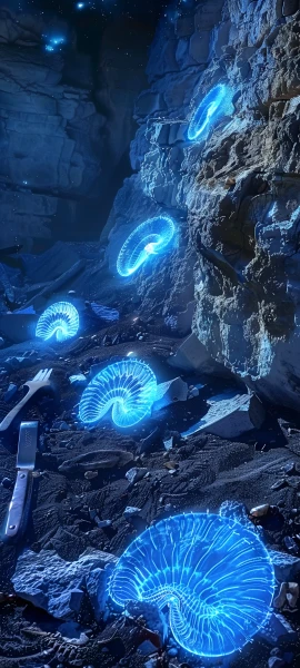 futuristic anime girl wallpaper — scenery, ruins, jellyfish, rock (free 4K phone download)