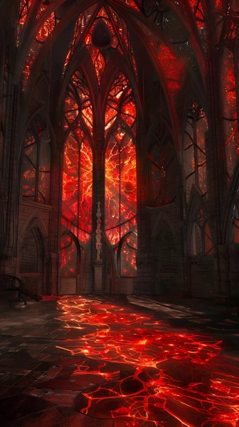 gothic fusion wallpaper — scenery, red theme, pillar, window (free 4K phone download)