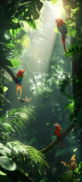serene fusion wallpaper — bird, leaf, sunlight, plant (free 4K phone download)