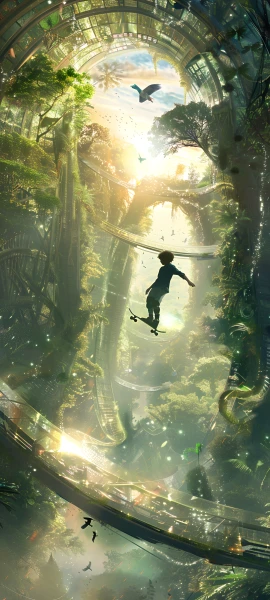 magical anime boy wallpaper — bird, sunlight, scenery, tree (free 4K phone download)
