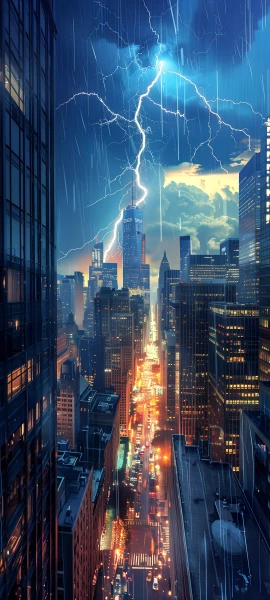 futuristic fusion wallpaper — rain, city, scenery, building (free 4K phone download)