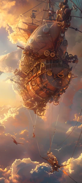 epic fusion wallpaper — cloud, sky, scenery, airship (free 4K phone download)