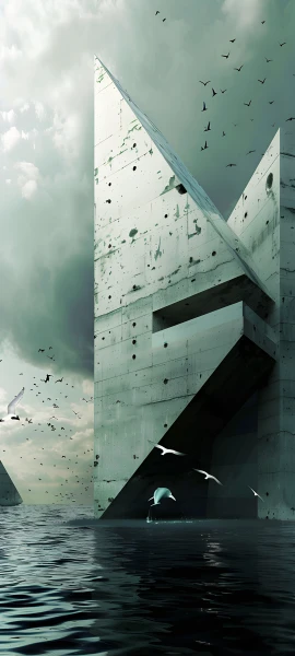 futuristic fusion wallpaper — bird, scenery, cloud, sky (free 4K phone download)