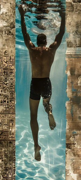 vintage anime boy wallpaper — male focus, topless male, male swimwear (free 4K phone download)