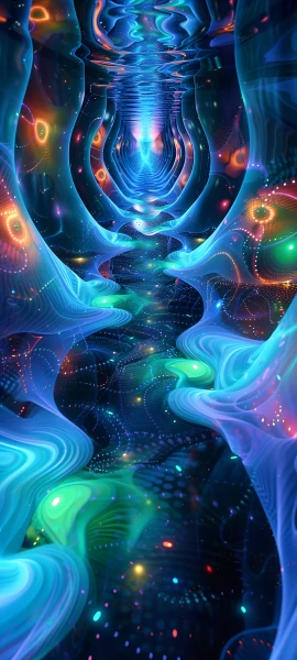 futuristic fusion wallpaper — scenery, glowing, fantasy (free 4K phone download)