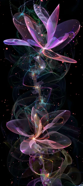 abstract fusion wallpaper — flower, black background, pokemon (creature), glowing (free 4K phone download)