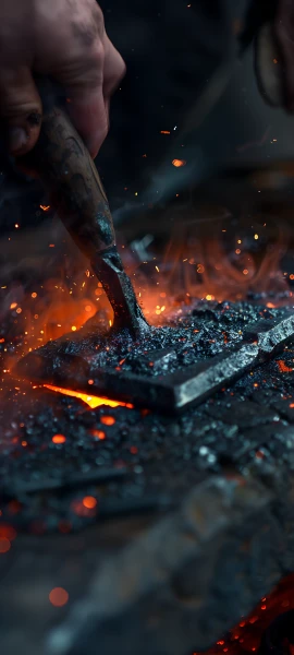 dark fusion wallpaper — embers, fire, holding, weapon (free 4K phone download)