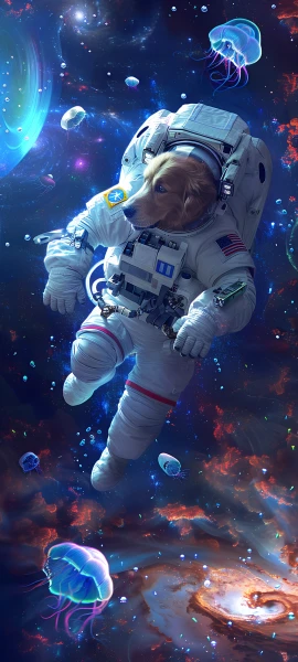 futuristic anime boy wallpaper — astronaut, spacesuit, jellyfish, space (free 4K phone download)