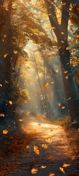 serene anime girl wallpaper — autumn leaves, tree, nature, scenery (free 4K phone download)