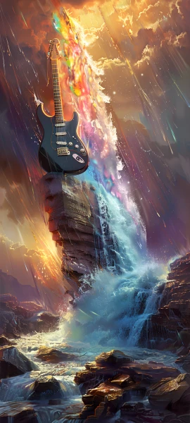 epic fusion wallpaper — instrument, guitar, cloud, scenery (free 4K phone download)