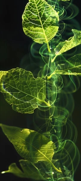 serene fusion wallpaper — green theme, black background, leaf, simple background (free 4K phone download)