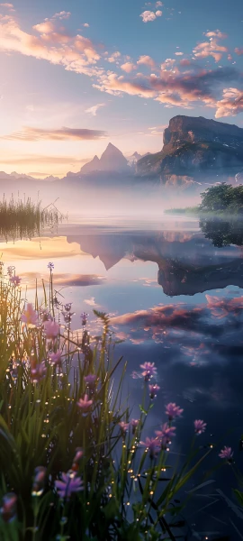 serene fusion wallpaper — scenery, cloud, sky, flower (free 4K phone download)