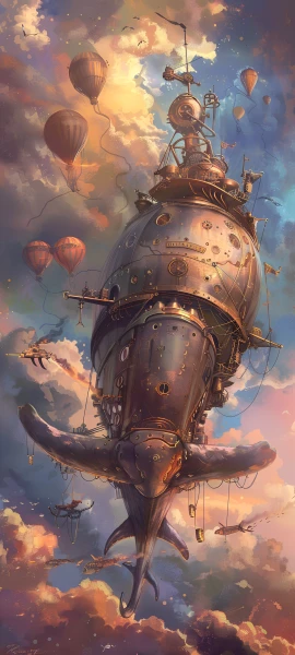 whimsical fusion wallpaper — cloud, sky, balloon, aircraft (free 4K phone download)