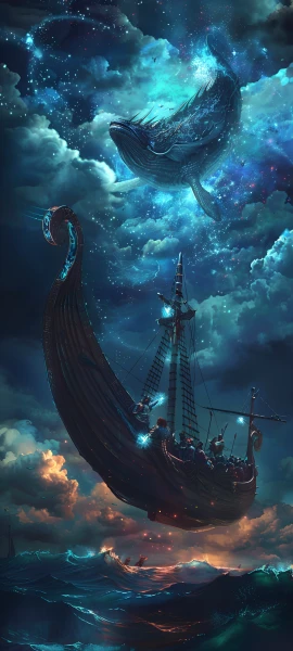 magical fusion wallpaper — cloud, whale, sky, watercraft (free 4K phone download)