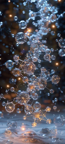 futuristic fusion wallpaper — scenery, constellation, light particles, bokeh (free 4K phone download)