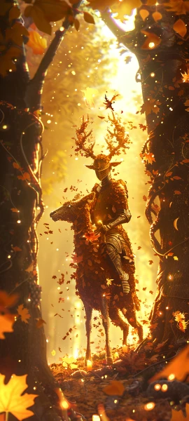 epic anime boy wallpaper — tree, deer, autumn leaves, leaf (free 4K phone download)