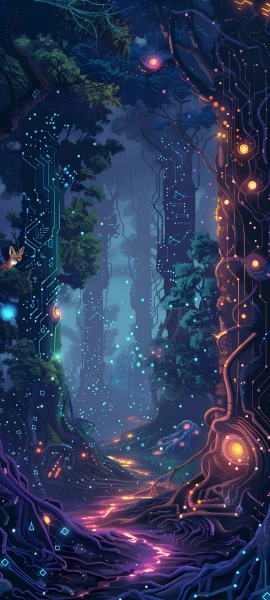magical fusion wallpaper — scenery, tree, bug, night (free 4K phone download)
