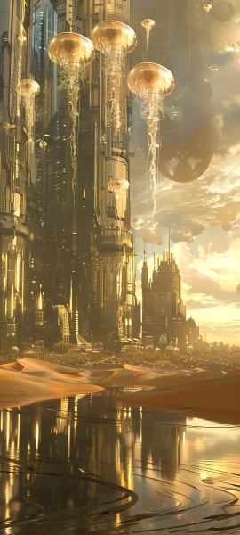 futuristic fusion wallpaper — scenery, cloud, sky, reflection (free 4K phone download)