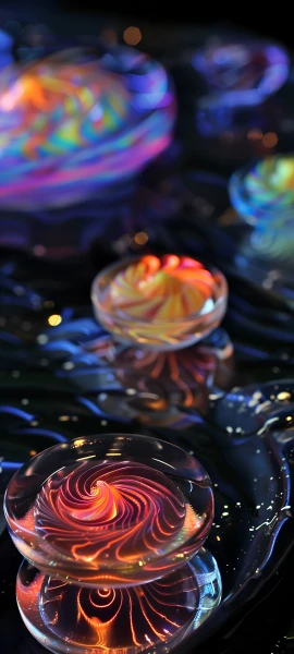 colorful fusion wallpaper — reflection, jellyfish, water, ripples (free 4K phone download)