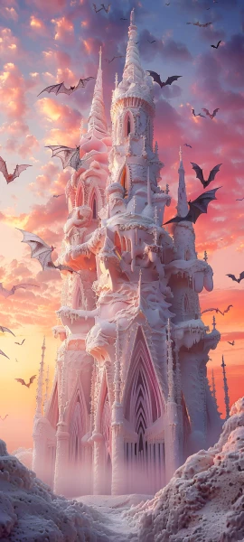 whimsical fusion wallpaper — sky, scenery, cloud, castle (free 4K phone download)