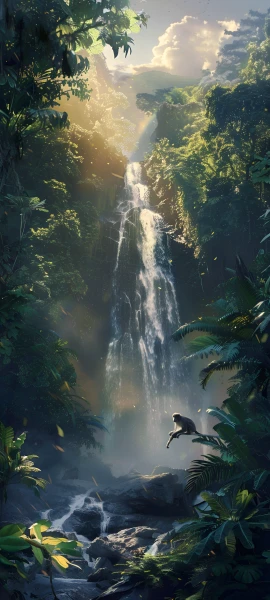 serene anime boy wallpaper — waterfall, scenery, nature, water (free 4K phone download)