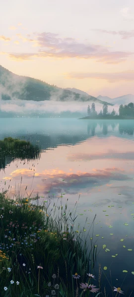 serene fusion wallpaper — scenery, flower, cloud, sky (free 4K phone download)