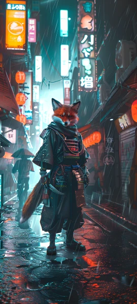 futuristic fusion wallpaper — rain, holding, tail, night (free 4K phone download)
