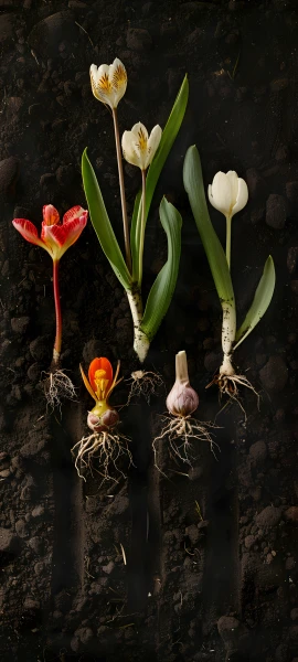 whimsical fusion wallpaper — flower, white flower, red flower, upside-down (free 4K phone download)