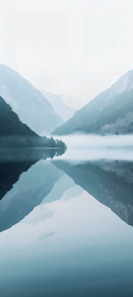 serene fusion wallpaper — scenery, mountain, snow, fog (free 4K phone download)