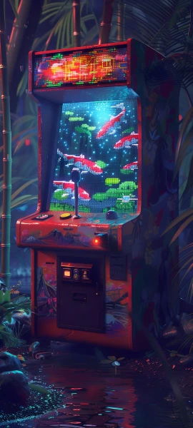 futuristic fusion wallpaper — fish, scenery, plant, water (free 4K phone download)