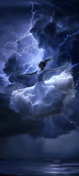 dramatic anime girl wallpaper — tutu, cloud, ballerina (free 4K phone download)