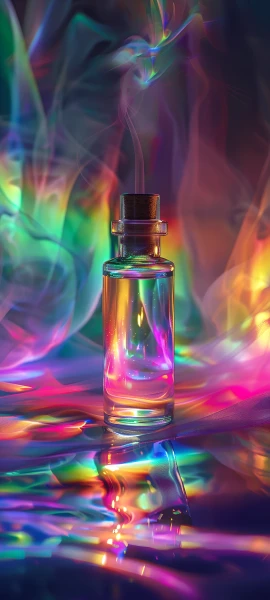 colorful fusion wallpaper — bottle, reflection (free 4K phone download)