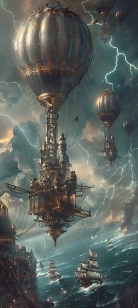 epic fusion wallpaper — ship, watercraft, cloud, lightning (free 4K phone download)