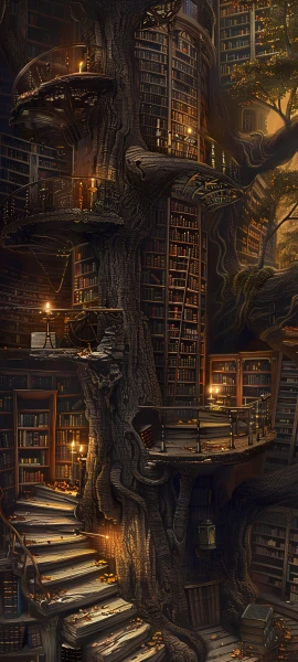 gothic fusion wallpaper — scenery, book, bookshelf, library (free 4K phone download)