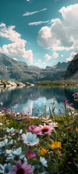serene fusion wallpaper — scenery, cloud, flower, sky (free 4K phone download)