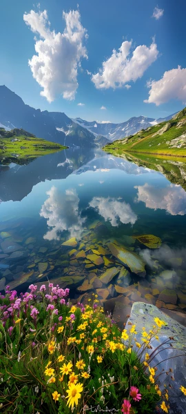 serene fusion wallpaper — scenery, flower, cloud, sky (free 4K phone download)