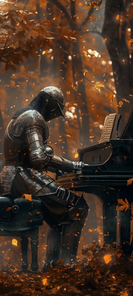 epic fusion wallpaper — armor, instrument, playing instrument, music (free 4K phone download)