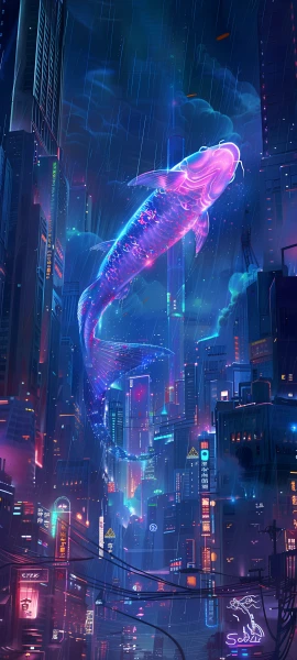 futuristic fusion wallpaper — rain, city, building, scenery (free 4K phone download)