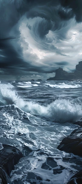 dramatic fusion wallpaper — waves, cloud, ocean, scenery (free 4K phone download)