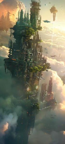 futuristic fusion wallpaper — scenery, cloud, sky, aircraft (free 4K phone download)