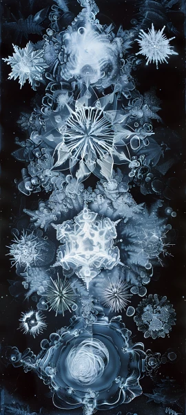 gothic fusion wallpaper — flower, gears, monochrome, blue theme (free 4K phone download)