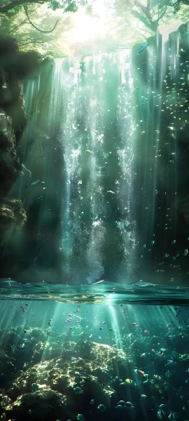 magical fusion wallpaper — fish, scenery, sunlight, water (free 4K phone download)