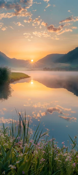 serene fusion wallpaper — scenery, sky, cloud, flower (free 4K phone download)