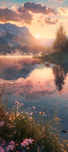 serene fusion wallpaper — scenery, cloud, reflection, sky (free 4K phone download)