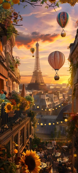 whimsical fusion wallpaper — sunflower, flower, scenery, cloud (free 4K phone download)