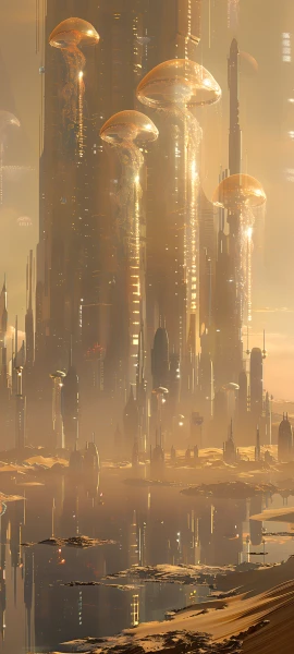 futuristic fusion wallpaper — scenery, building, sky, science fiction (free 4K phone download)