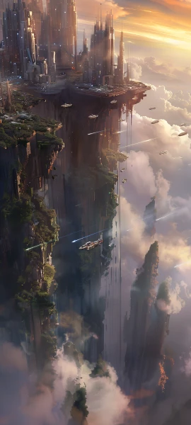 futuristic fusion wallpaper — scenery, cloud, sky, aircraft (free 4K phone download)