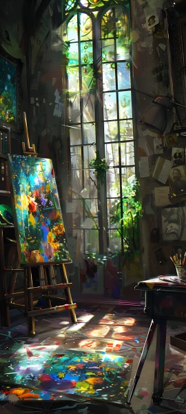 painterly fusion wallpaper — scenery, canvas (object), painting (object), window (free 4K phone download)